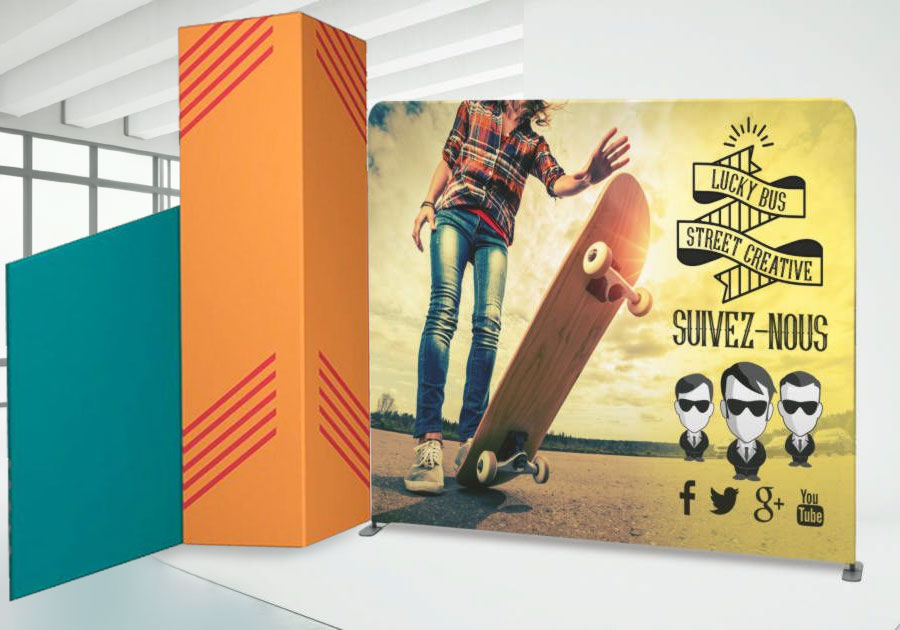 Stand tubular recto 2 módulos 12m² personalizada