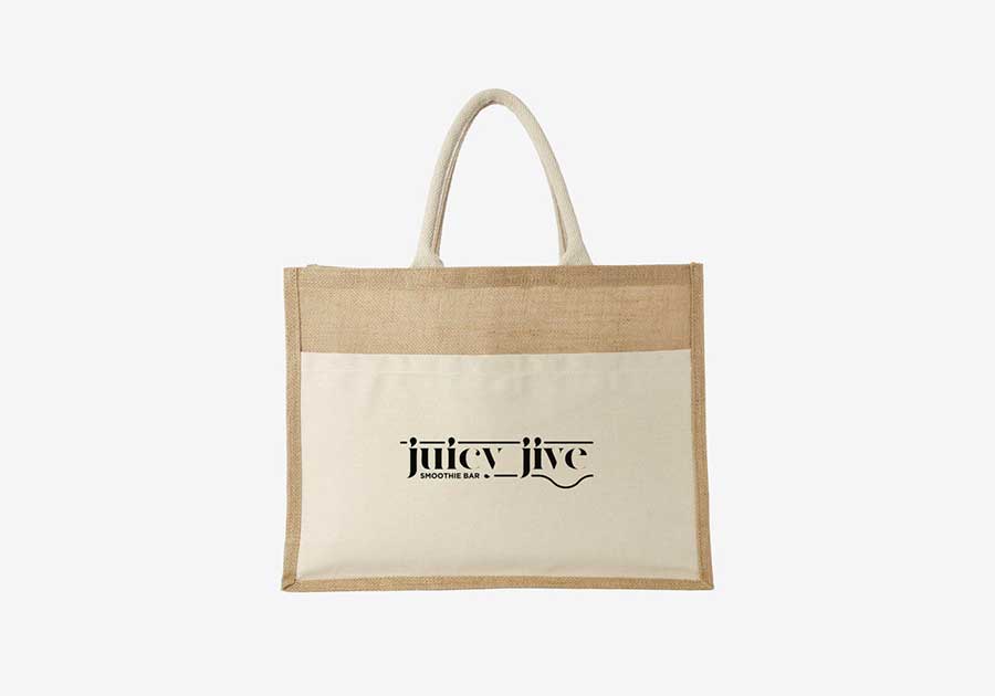 Sac cabas coton et jute sérigraphié Mumbay  18L