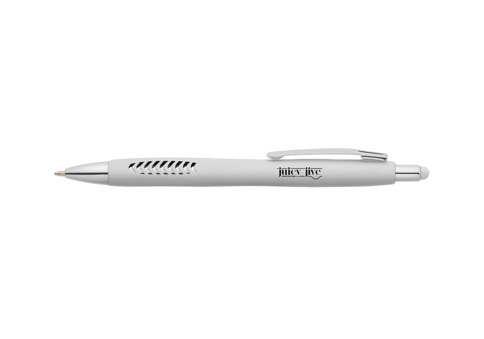 Stylo softy monochrome métallique avec stylet Avalon blanc