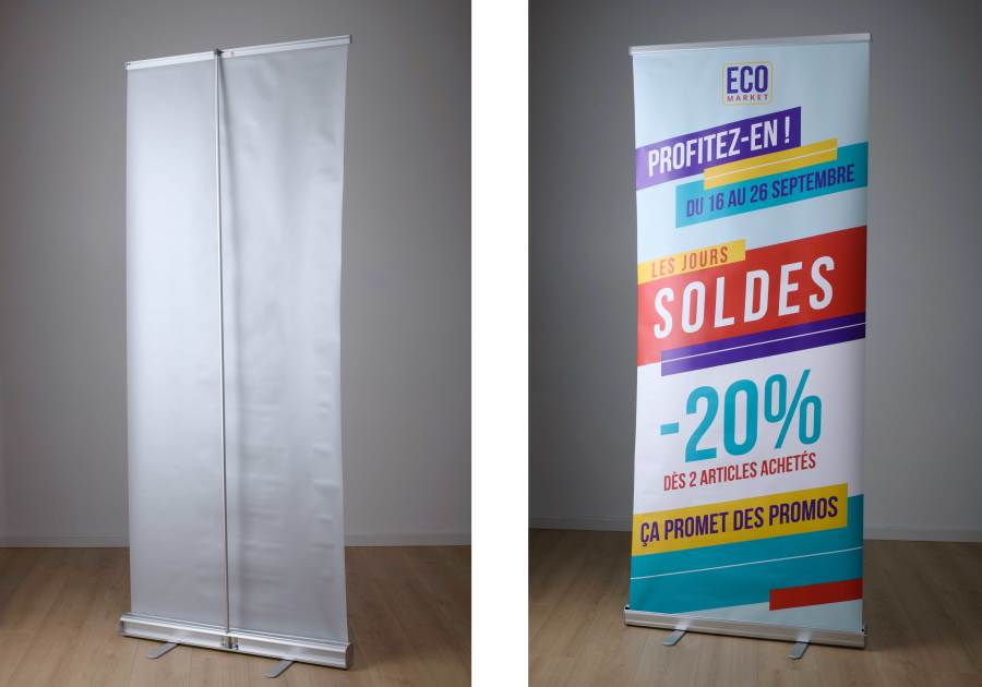 Roll-up económico con dorso gris