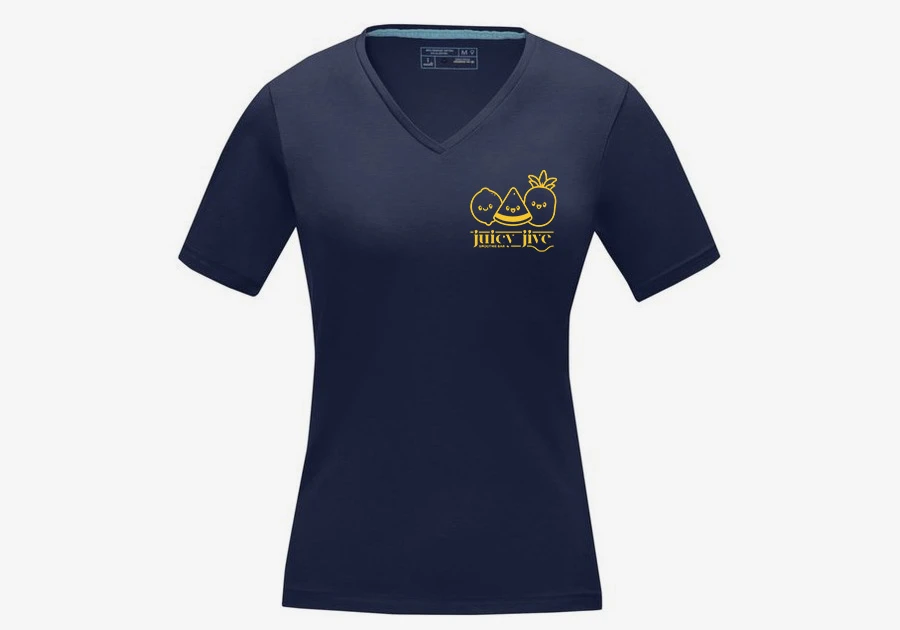 T-shirt bio femme unicolore à manches courtes et col en V Kawartha 200g/m² marine