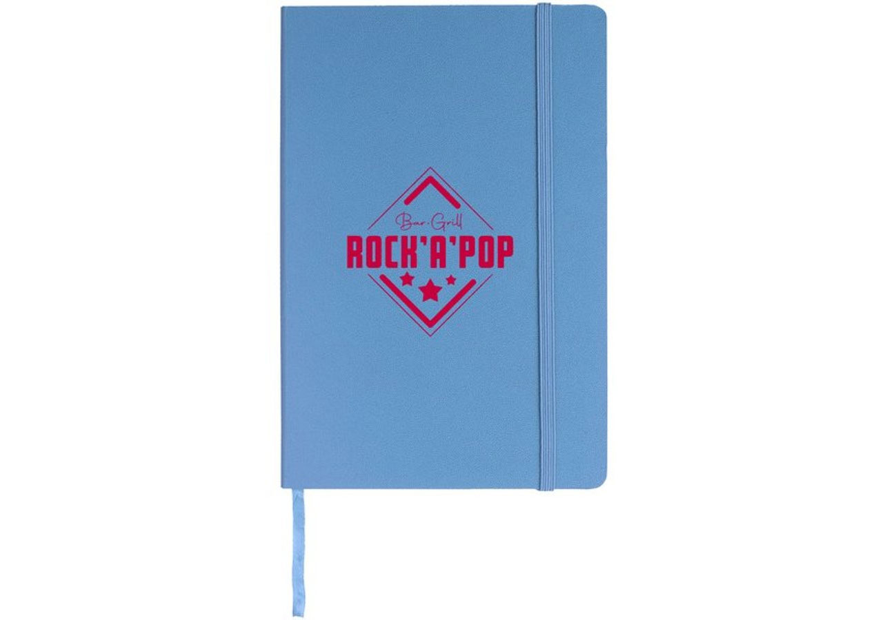 Libreta en espiral A6 tapa dura azul personalizada