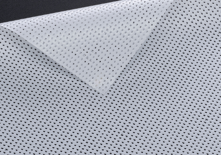 Lona publicitaria microperforada con detalles en las esquinas, lona de PVC de 350 g