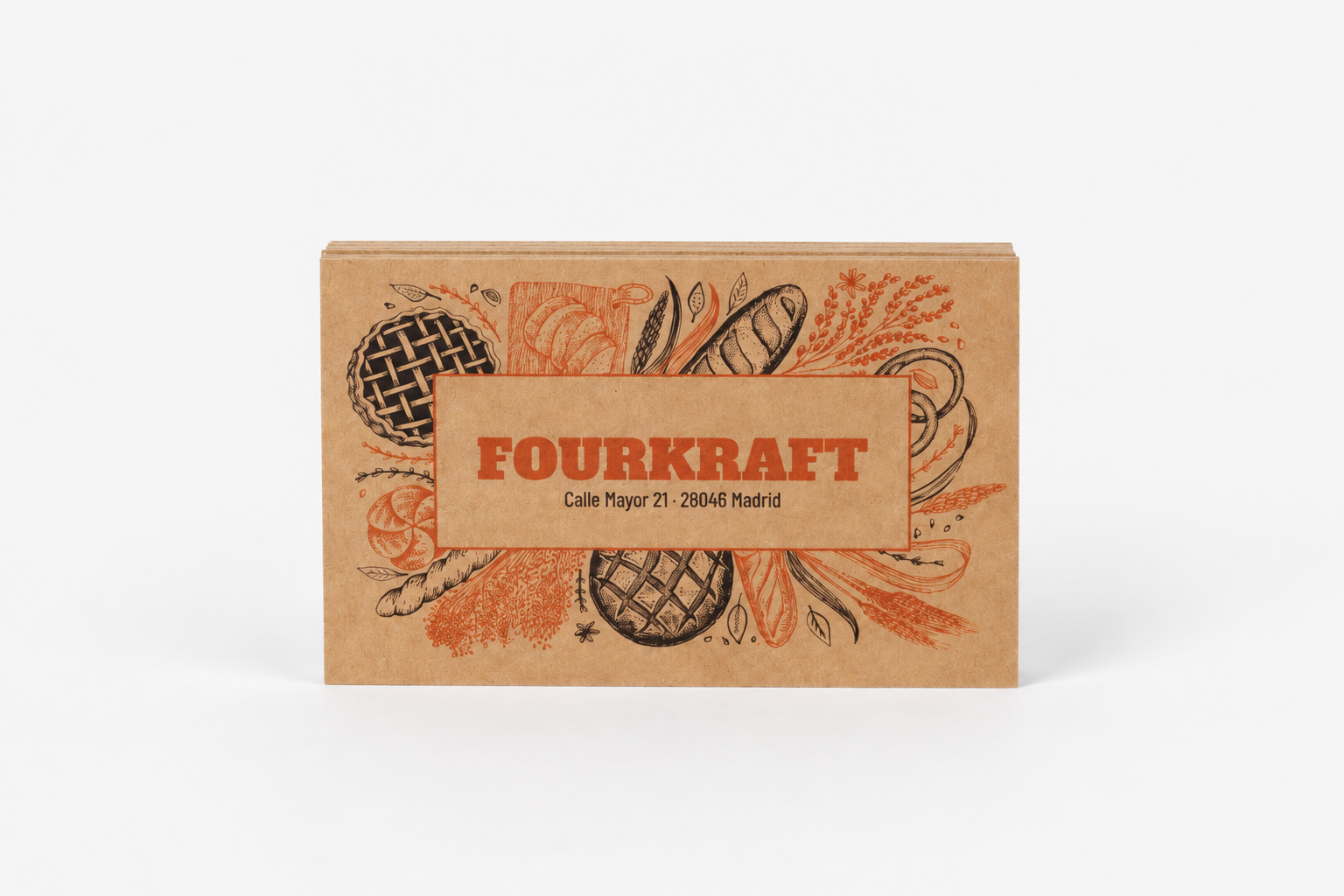 Tarjeta de visita papel kraft Fourkraft panel frontal