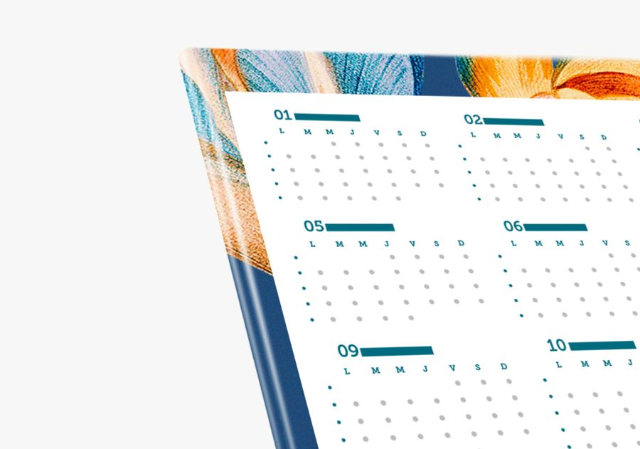Calendario laminado de 297 x 210 mm