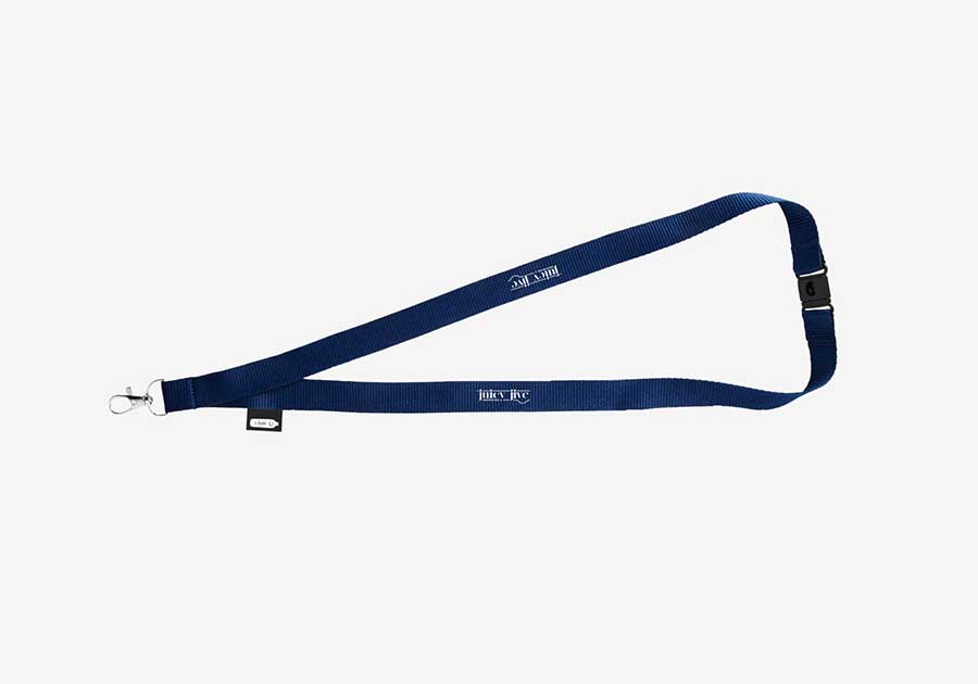 Lanyard de rPET con cierre de seguridad Tom - Azul oscuro