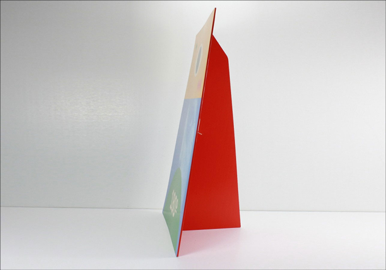 Expositor de suelo de cartón con caballete de perfil 40x60 cm