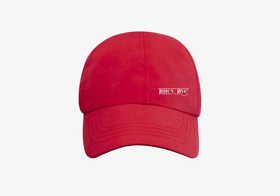 Casquette-6-panneaux-recyclée-Mica-rouge