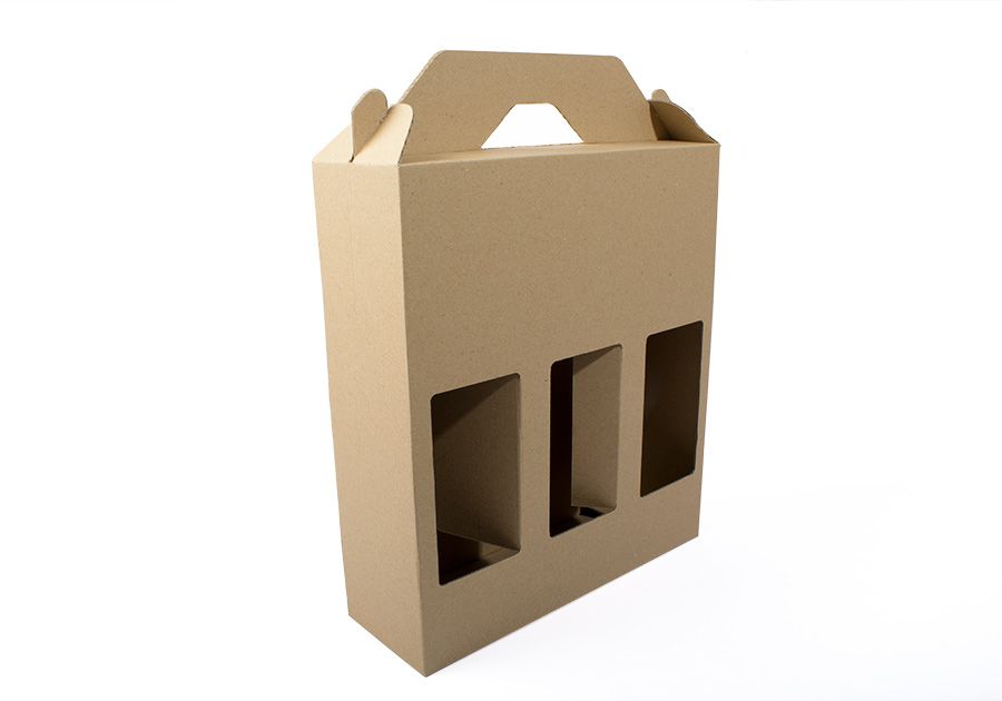 Caja para botellas con asa y ventana, portabotellas multiusos kraft