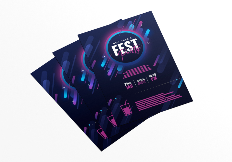 Folleto con 1 cupón desprendible A5 precortado para fiesta de Año Nuevo