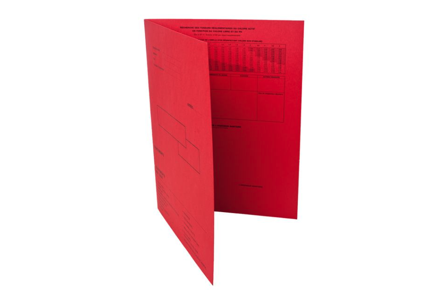 Carpeta administrativa personalizada roja y escritura en negro