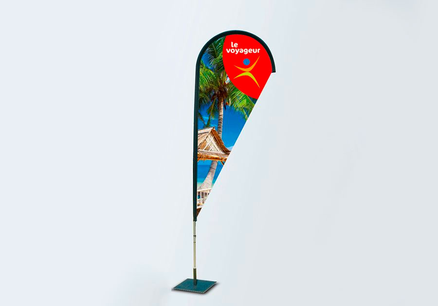 Bandera desplegable de fibra de vidrio mate a la izquierda