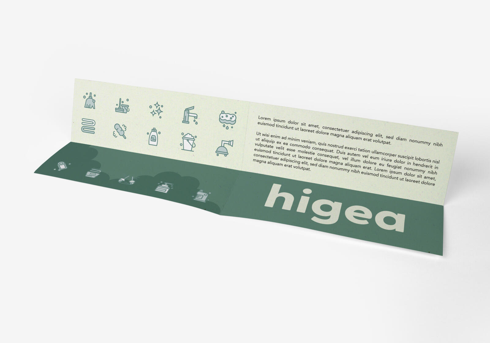 Folleto de papel reciclado 2 pliegues transversales 420x148 115g capa reciclada sin blanquear