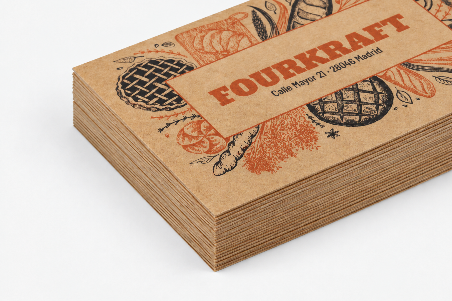 Tarjeta de visita papel kraft Fourkraft enfoque