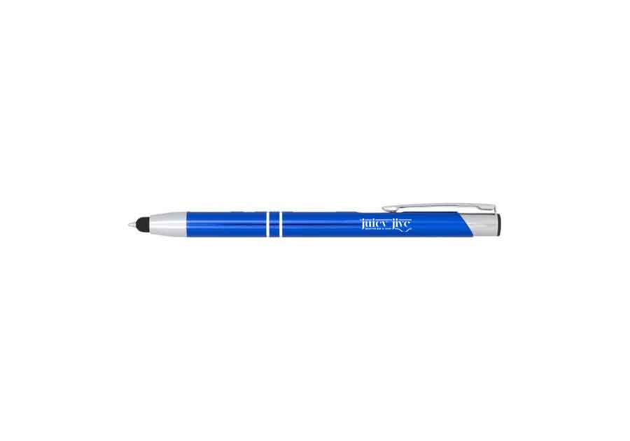 Bolígrafo de aluminio anodizado con puntero táctil azul