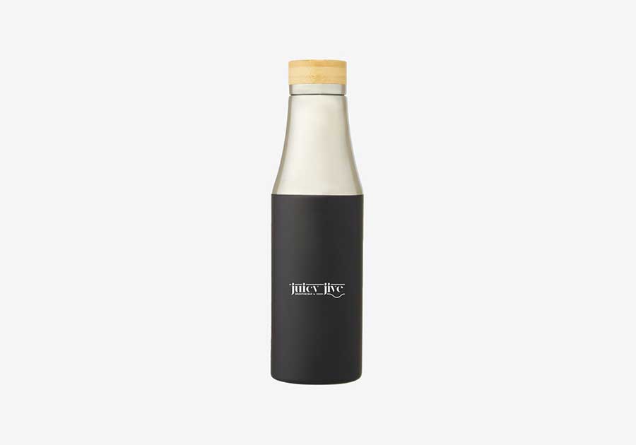 Bouteille isotherme avec bouchon bambou Hulan 54 cl noir