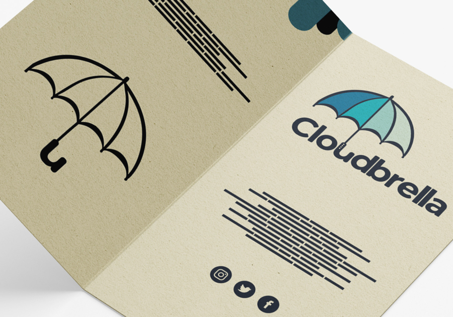 Tarjeta de invitación 82x128 2 solapas papel reciclado agroindustria Cloudbrella