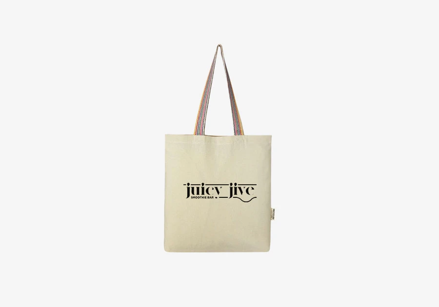 Sac de courses en coton recyclé 180 g/m² Rainbow 5L