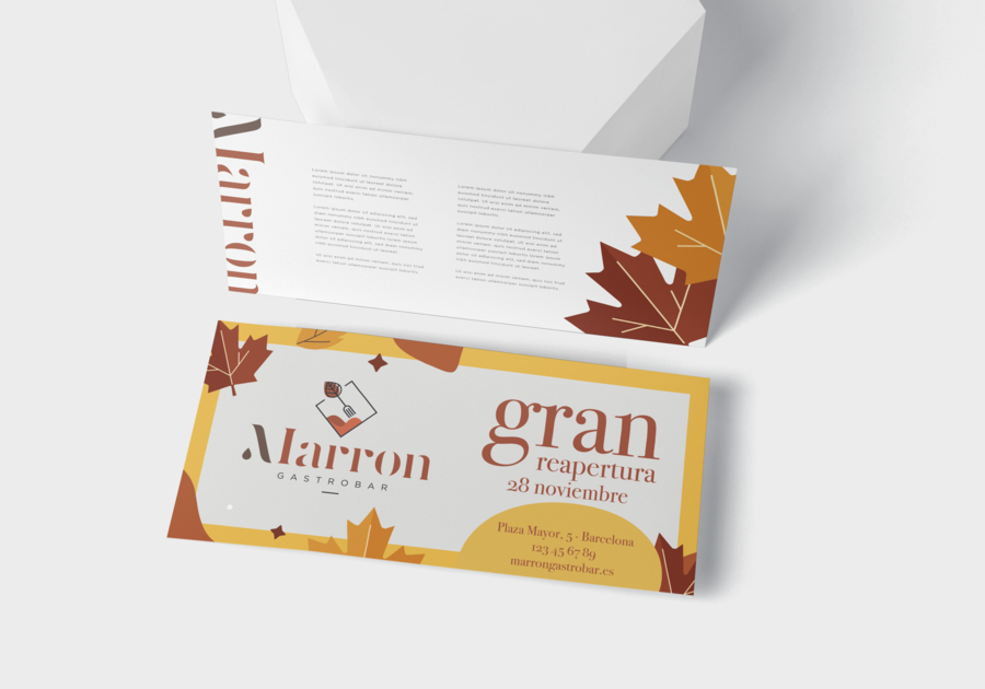 Tarjeta publicitaria marrón personalizada