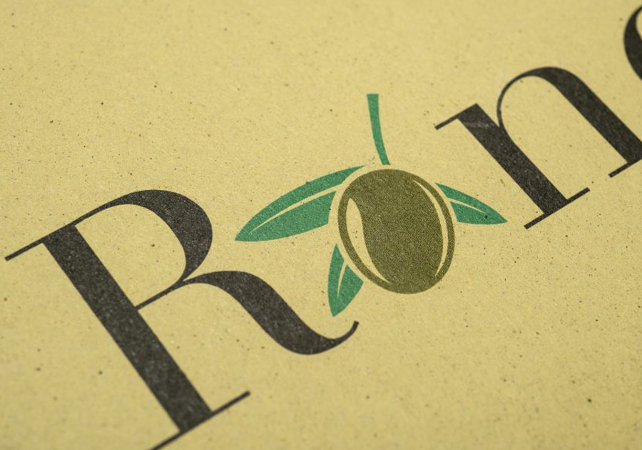 Creación de tarjetas de presentación para la industria agroalimentaria, papel de aceitunas