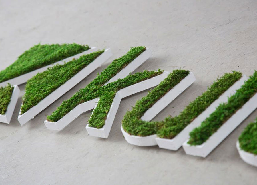 Letra y logotipo en PVC con planta natural de 19mm