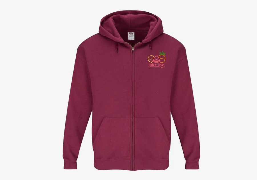 Pull à capuche zippé Premium Fruit of the Loom® bordeaux