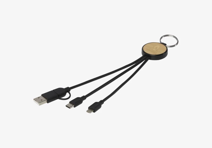 Cable de carga 6-en-1 bambú/plástico reciclado Tecta