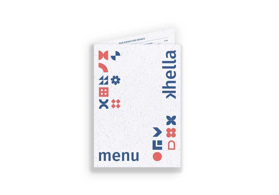 Menu dépliant 350g couché recyclé satin blanc