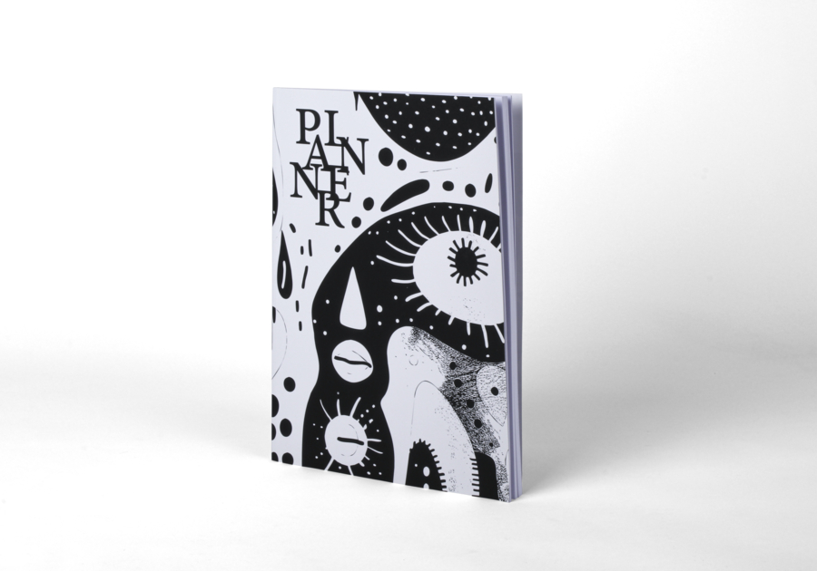 Agenda cosida - blanco y negro - 2