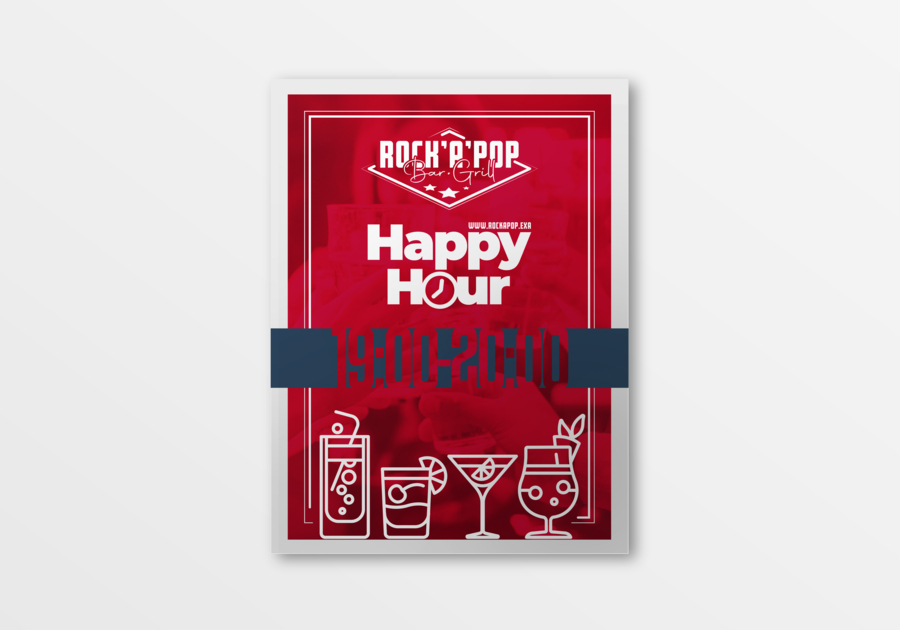 Póster de pequeño formato 35x50 hora feliz