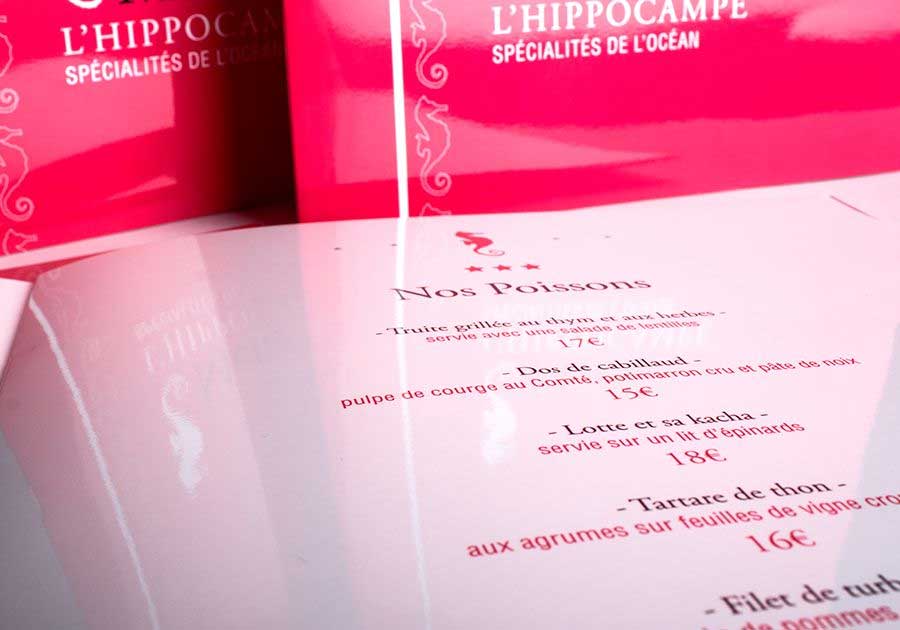 Menu agrafé pelliculé interieure