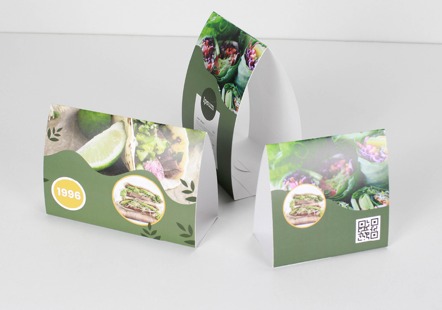 Tres formatos del PLV de mesa personalizado