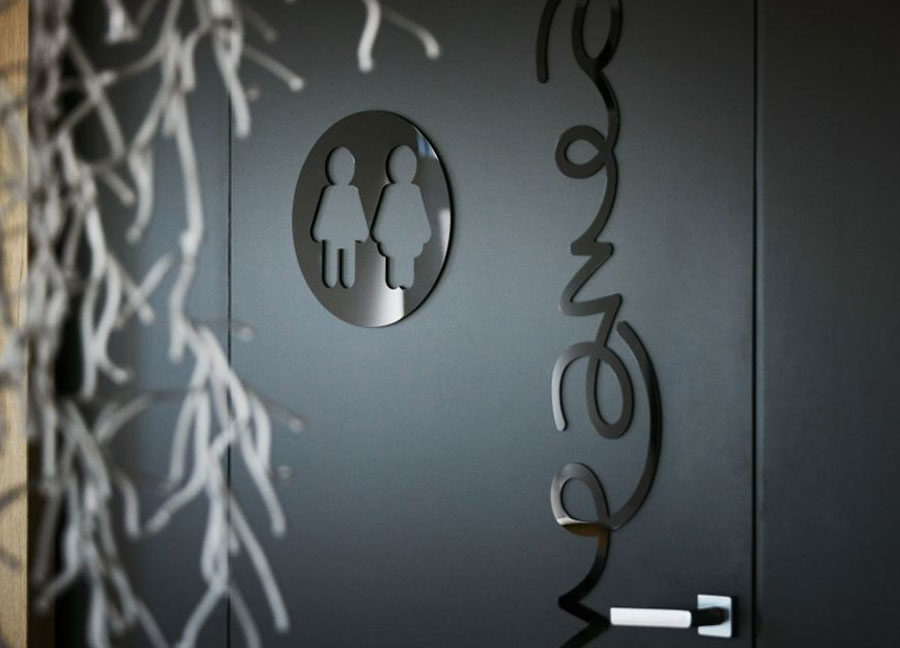 Letra y logotipo de plexiglás de 3 mm icono de baño