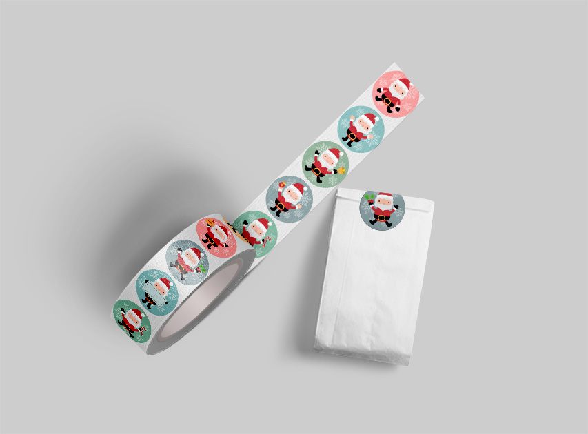 Pegatinas en bobina Papa Noel