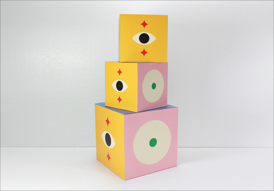 Cubo de cartón 3 tamaños diferentes