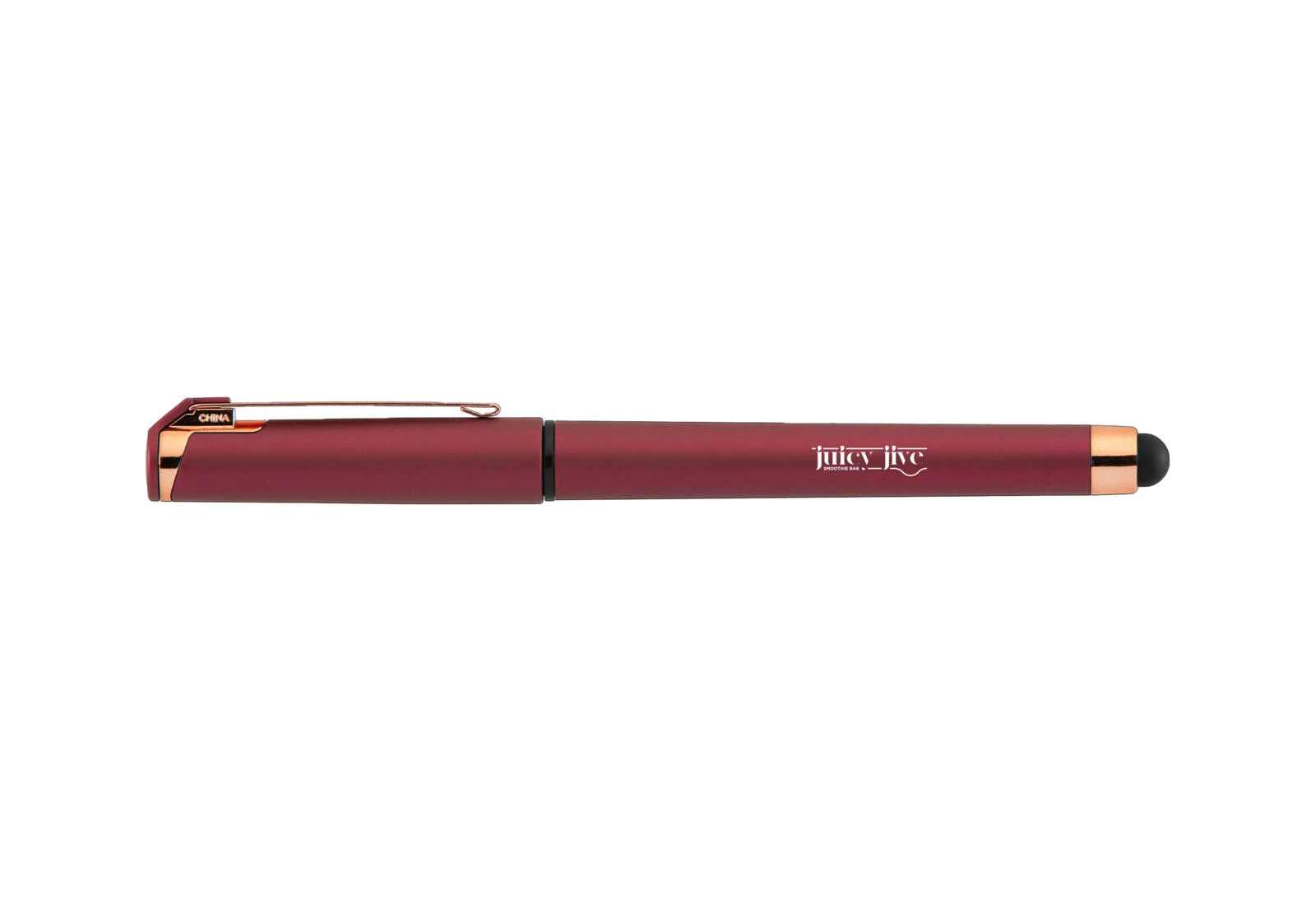 Stylo softy à gel rose or métallique avec stylet Highlander fuchsia