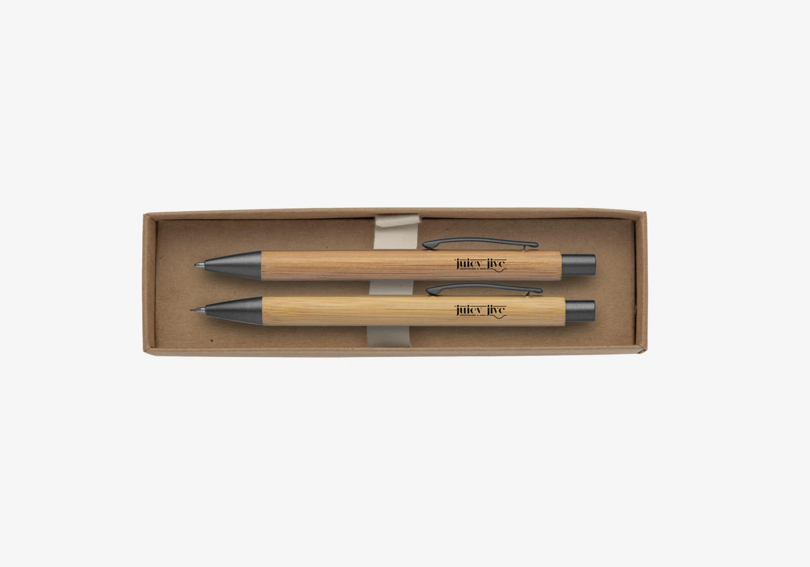Coffret cadeau stylo et portemine en bambou Bowie naturel
