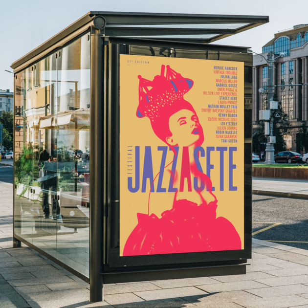 Póster retro-iluminado formato a medida jazzasete