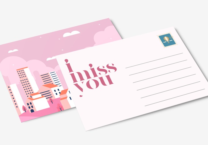 Tarjeta postal papel clásico A6 "I miss you"