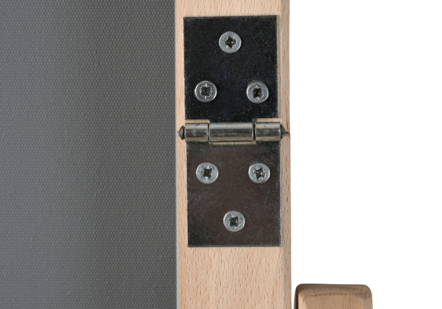 Expositor de suelo de madera con bisagra de caballete con 6 tornillos en la parte posterior