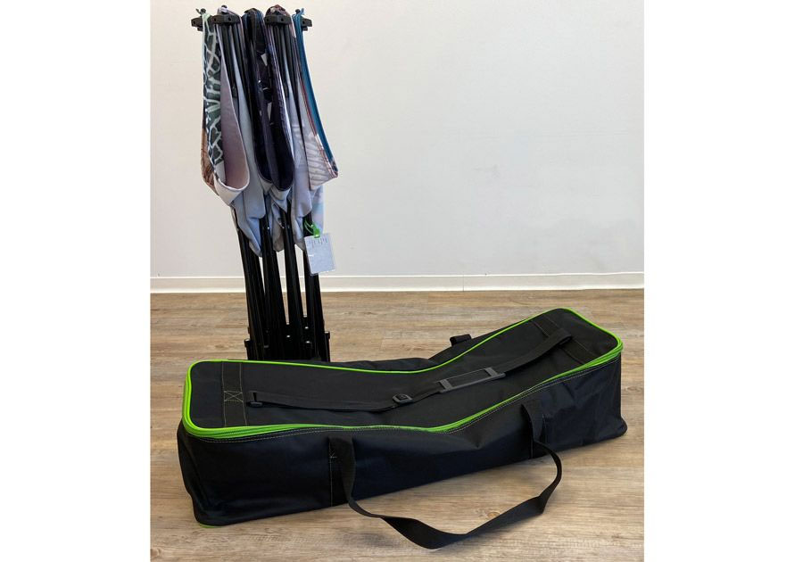 Soporte multiusos plegable en forma de cruz con bolsa de transporte personalizada