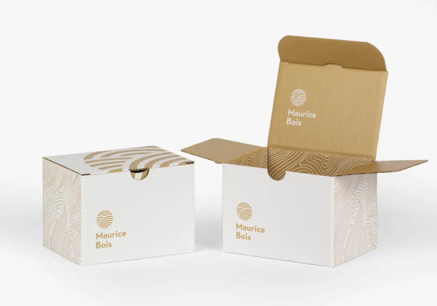 Caja de expedición semiautomática con fondo microacanalado blanco