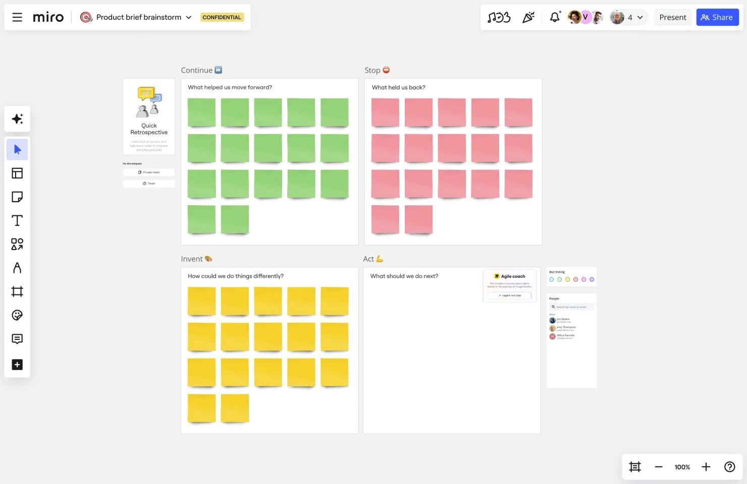 Quick Sprint Retrospective Template in Miro