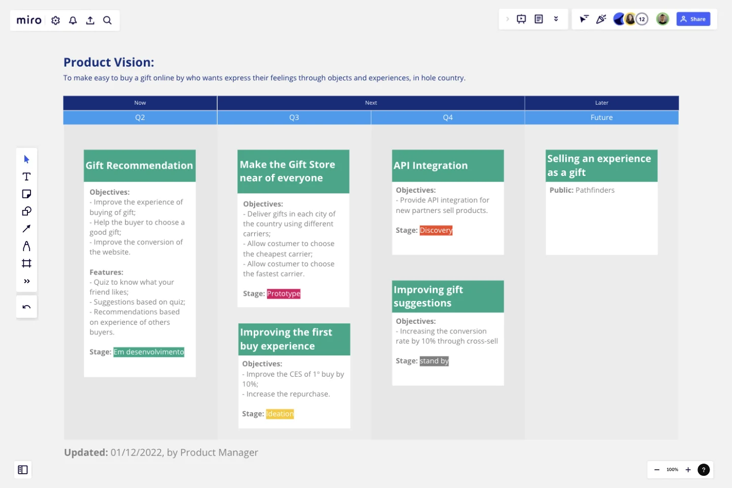 Product Roadmaps caterine template