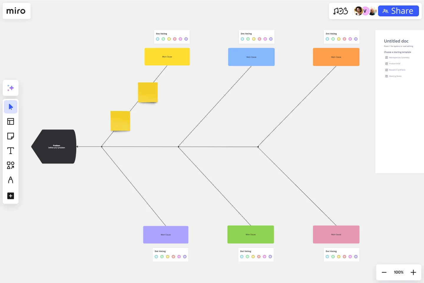 Fishbone Diagram Template in Miro