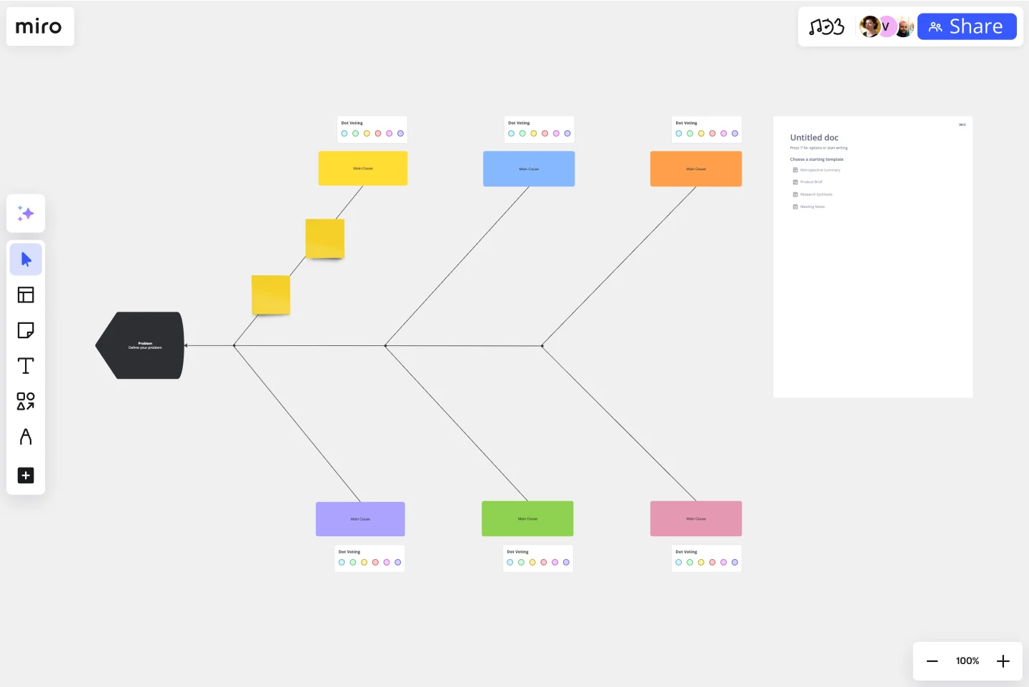 Fishbone Diagram Template in Miro