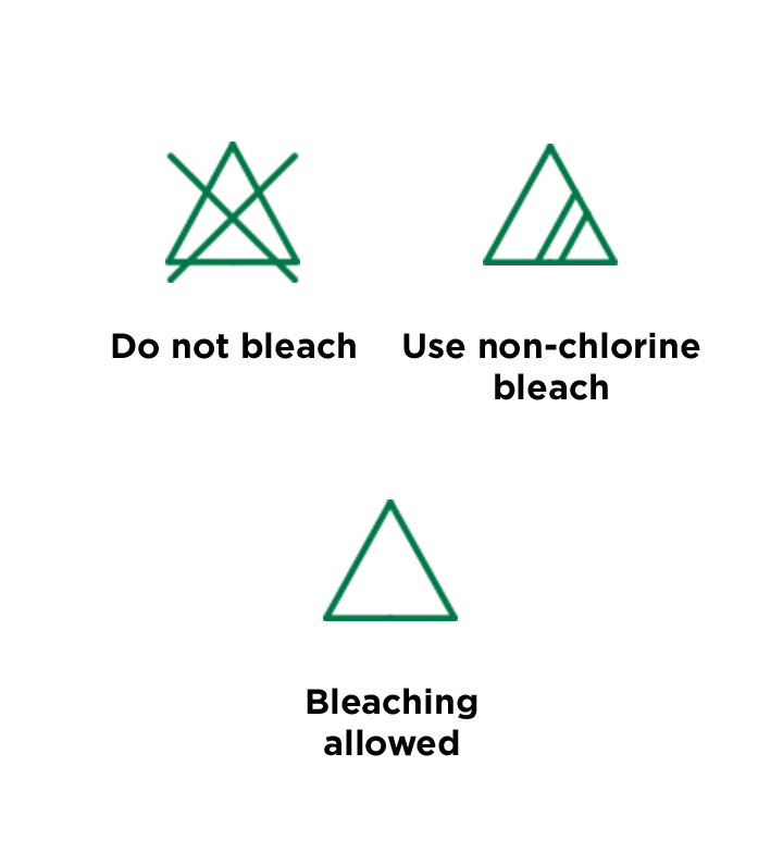 Bleach symbols on washing labels