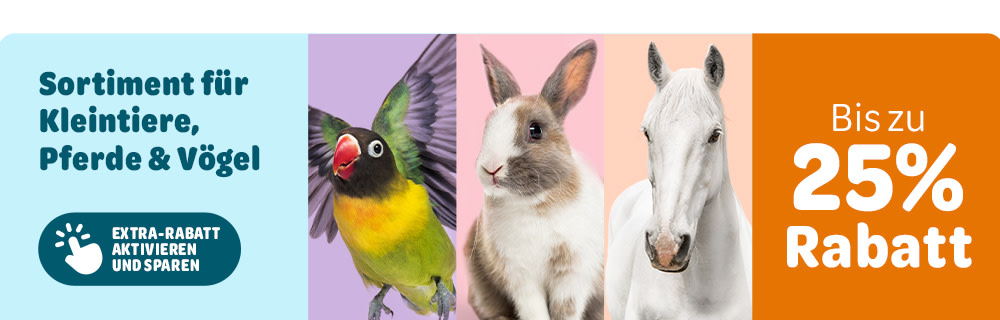 Sortiment für Kleintiere, Pferde & Vögel