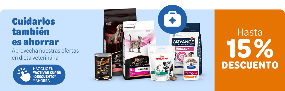 Aprovecha nuestras ofertas en dieta veterinaria con hasta 15% de descuento