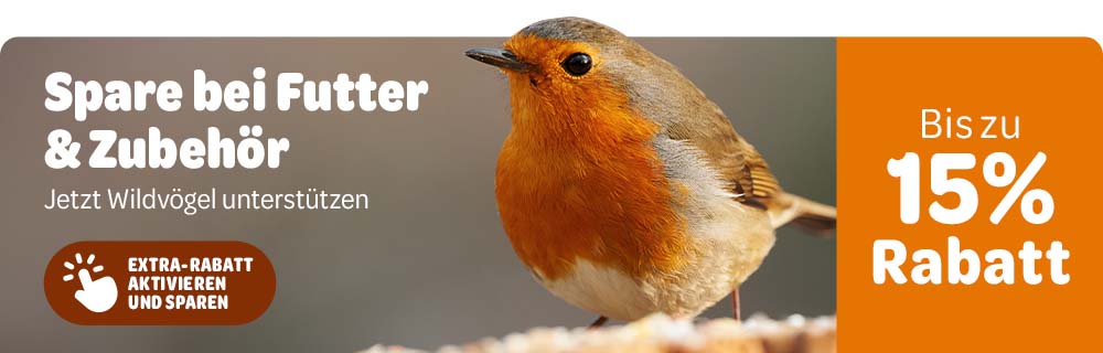 Jetzt bis zu 15% auf Futter & Zubehör für Wildvöglel sparen!